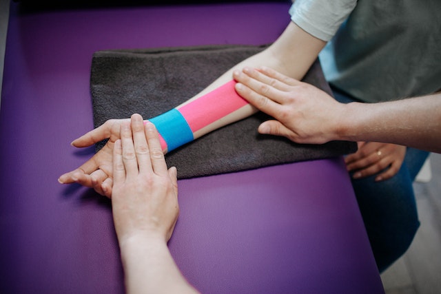 kinesio taping being performed